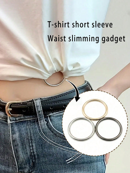 5-1pc Versatile Circle Shirt Knot Buckles- Multi-Functional Clothing Accessory Buttons,Knot Buckle For Clothes, Versatile Waistband, Necktie Clip With Stylish Metal Ring- Suitable For Clothing, Belt