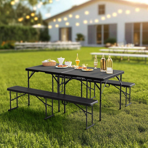6 FT Plastic Folding Bench With Handle, Sturdy Metal Frame, Perfect For Indoor/Outdoor Party, Picnic, Camping, Restaurant, Dinning Room, Cafe, Wedding And Commercial Events,Outdoor Bench,Outdoor Furn
