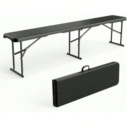6 FT Plastic Folding Bench With Handle, Sturdy Metal Frame, Perfect For Indoor/Outdoor Party, Picnic, Camping, Restaurant, Dinning Room, Cafe, Wedding And Commercial Events,Outdoor Bench,Outdoor Furn