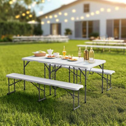 6 FT Plastic Folding Bench With Handle, Sturdy Metal Frame, Perfect For Indoor/Outdoor Party, Picnic, Camping, Restaurant, Dinning Room, Cafe, Wedding And Commercial Events,Outdoor Bench,Outdoor Furn