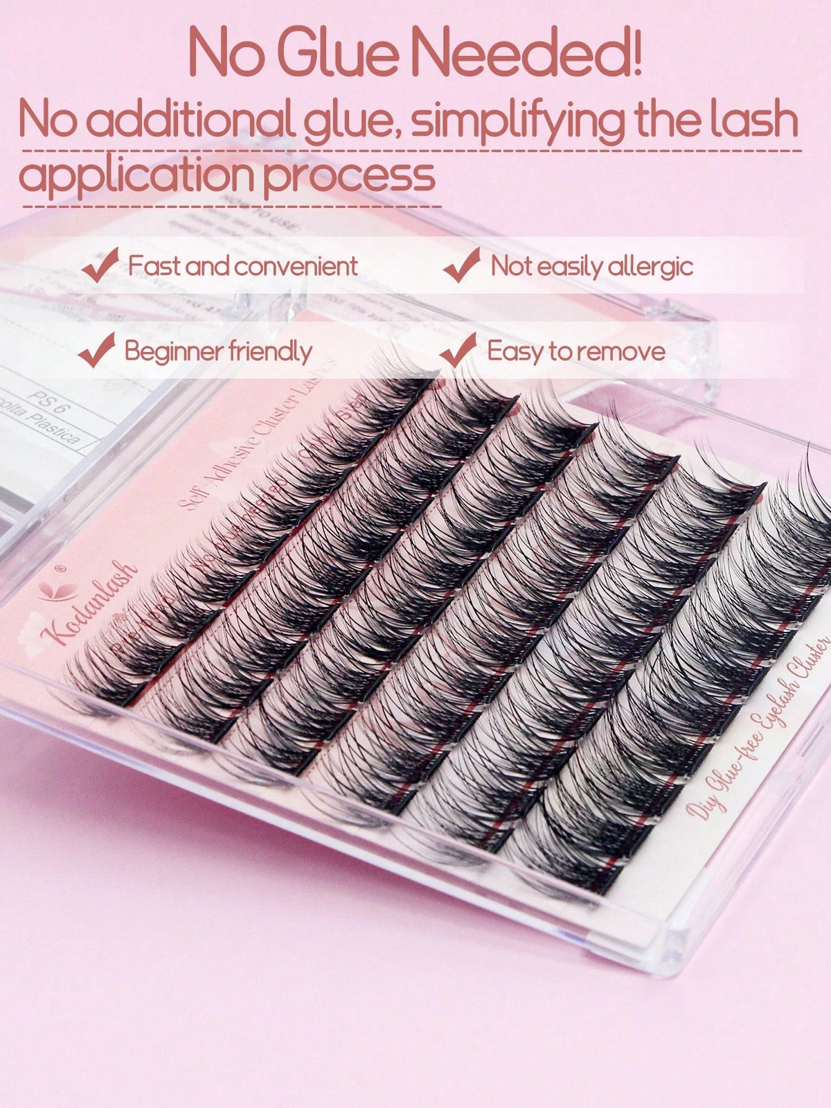 60pcs Self-Adhesive False Eyelashes, Press-On Lash Clusters, Natural Look, 10-16mm, No Glue Needed, Easy To Wear