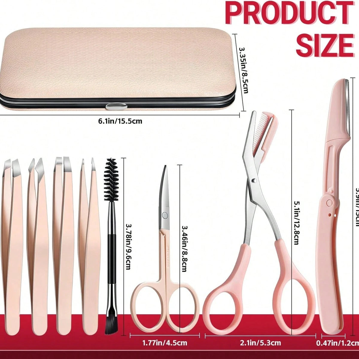 8 In 1 Eyebrow Grooming Kit, Precision Facial Hair Tweezers Set With Eyebrow Scissors, Face Razor, Brow Brush & Portable Storage Bag, Daily Hair Removal Beauty Tools For Women