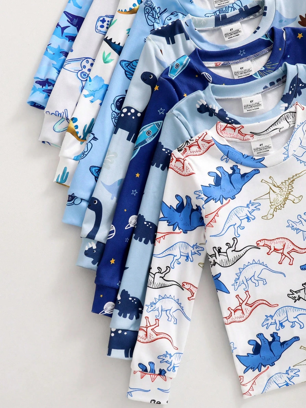[8 Sets Randomly Send 2 Sets]Boy's And Young Boy Home Clothes, Toddler Cute Cartoon Print Long Sleeve Long Pants Knit Snug Fit Pajamas Loungewear Set