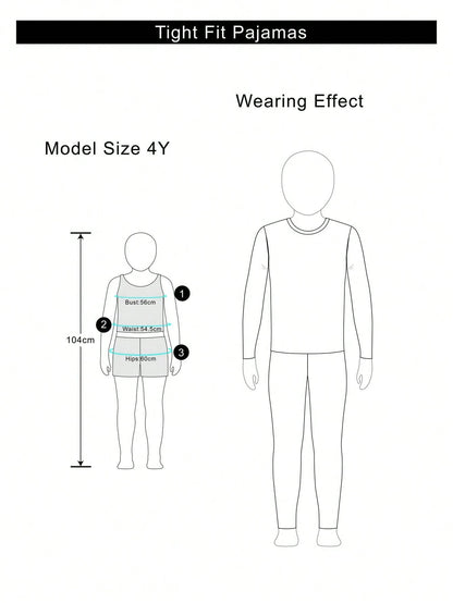 [8 Sets Randomly Send 2 Sets]Boy's And Young Boy Home Clothes, Toddler Cute Cartoon Print Long Sleeve Long Pants Knit Snug Fit Pajamas Loungewear Set