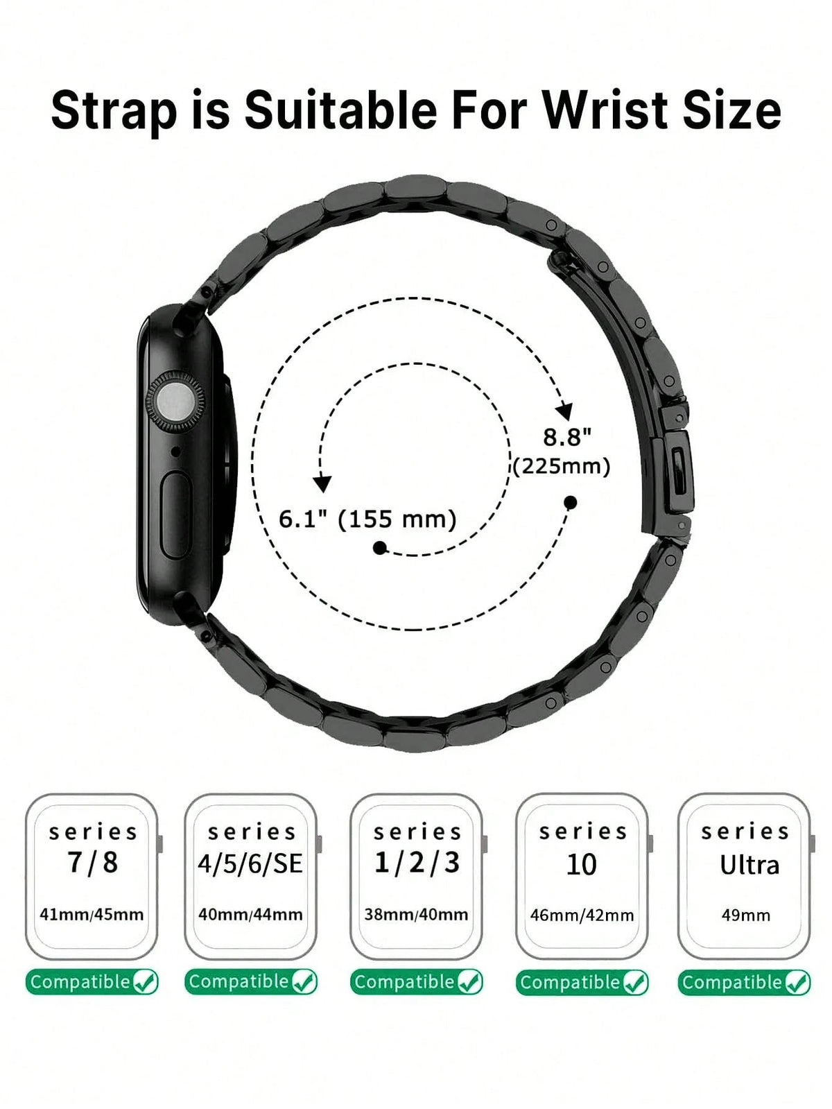 Adjustable Stainless Steel Metal Band + TPU Protective Case, Compatible With Apple Watch Ultra 3 2 1 Series 10/9/8/7/6/5/4/3/2/1, 38mm 40mm 41mm 42mm 44mm 45mm 46mm 49mm, Suitable For Men And Women