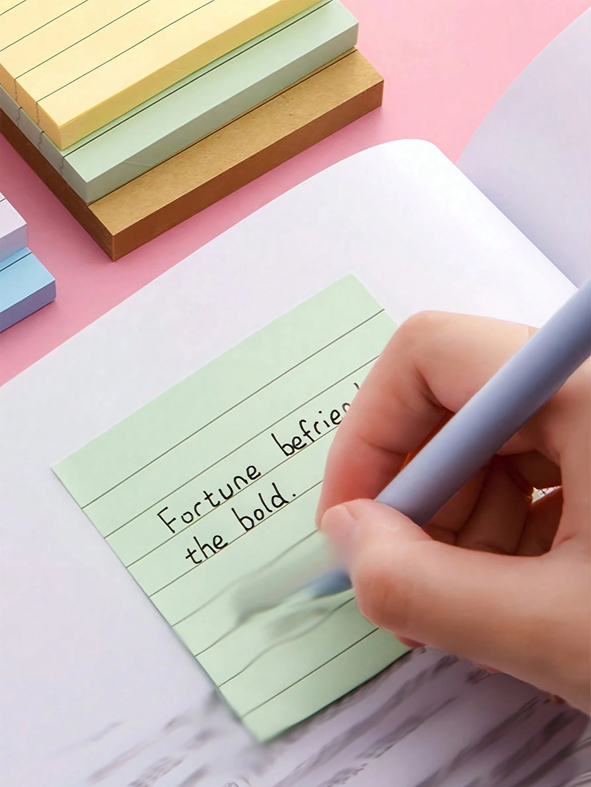 Aesthetic Sticky Note With Clear Lines Bright Sticky Note Pads For Teachers Sturdy Sticky Note To Write Memos Back To School Stationery Notebook Essentials Stickers Supplies Office Desk Accessories Sc