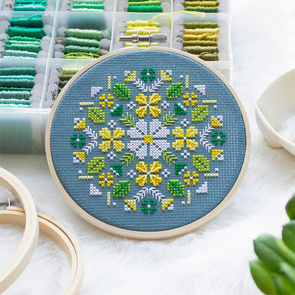 Alpine Flowers Cross Stitch Kit-Stitched Modern