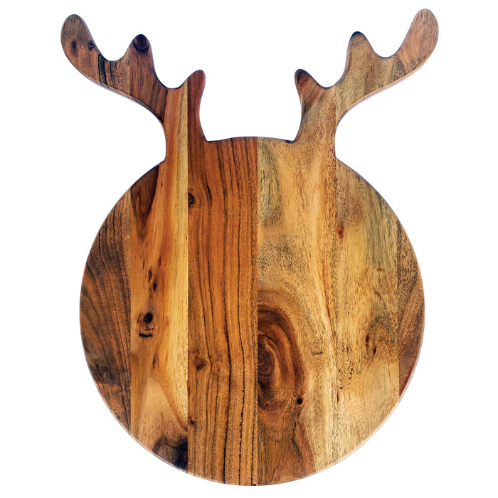Acacia Wood Cheese/Cutting Board w/ Antlers, Natural