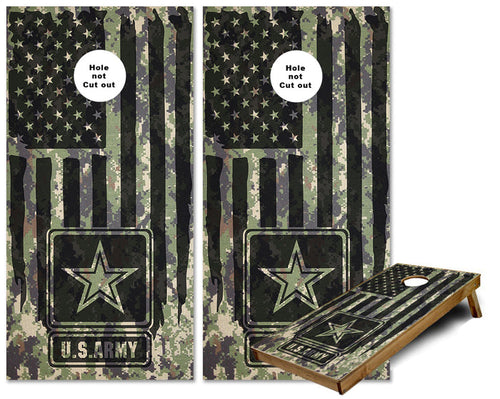 Army US Flag Camo cornhole wraps