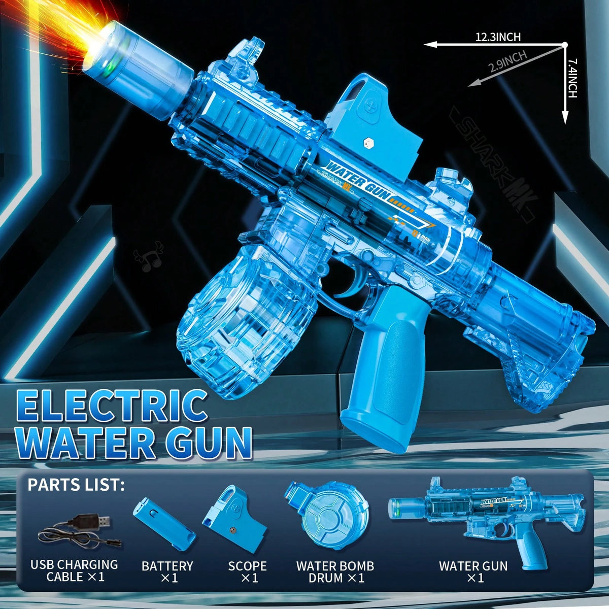 Automatic Electric Water Blaster Toy With Light Effects, High Capacity Summer Water Soaker Toy For Outdoor Backyard Swimming Pool Games, Gift For Boys Girls Adults