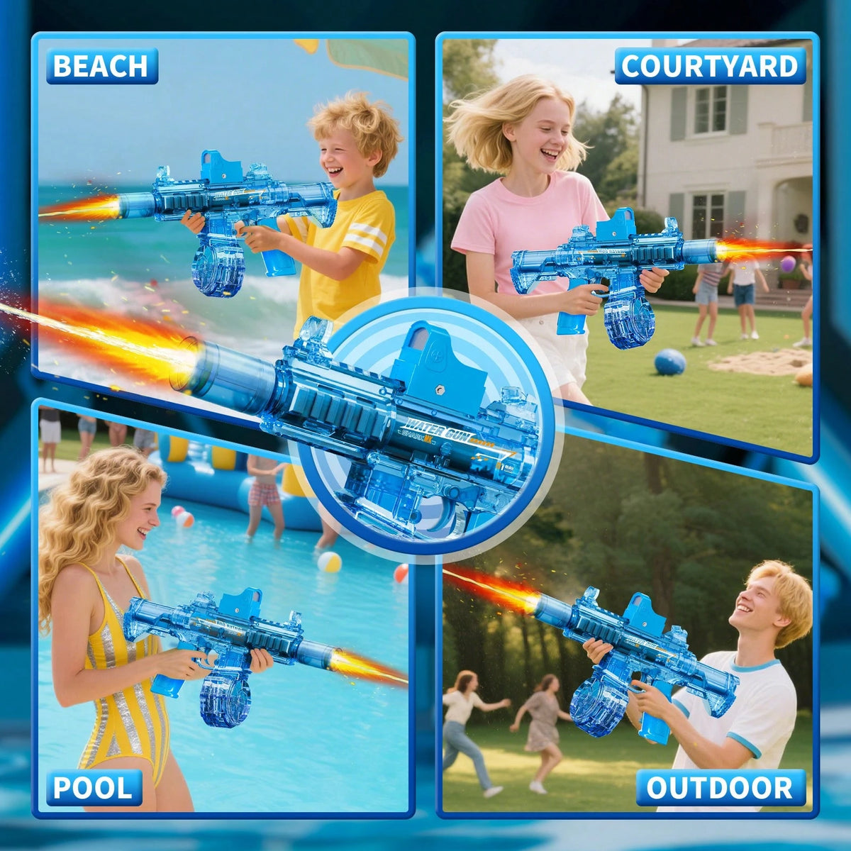 Automatic Electric Water Blaster Toy With Light Effects, High Capacity Summer Water Soaker Toy For Outdoor Backyard Swimming Pool Games, Gift For Boys Girls Adults