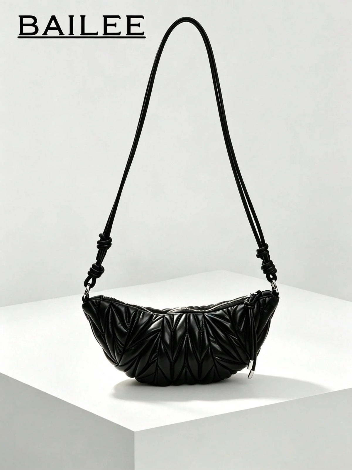 BAILEE Stylish Casual, Solid-Colored PU Single-Strap Bag With Quilted Binding And Shoulder Strap. Perfect For Outfits And As A Gift.