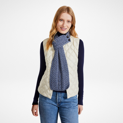 Ballina Aran Buttoned Denim Loop Scarf