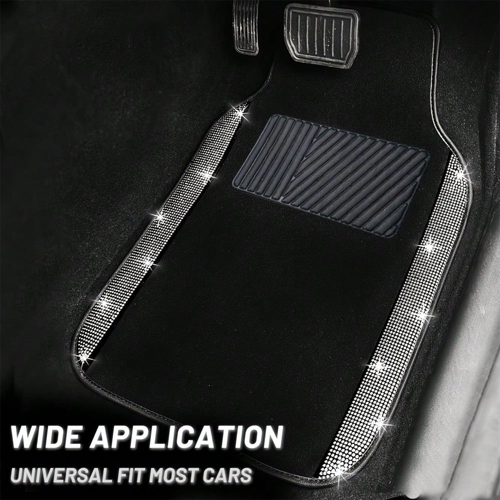 Car Floor Mats Set, Suitable For Most Car Models And SUVs, Trucks. Ladies' Exclusive 4pcs Printed Diamond Pattern (The Diamond Pattern And The Anti-Slip Footpad Pattern Are Both Printed Effects)