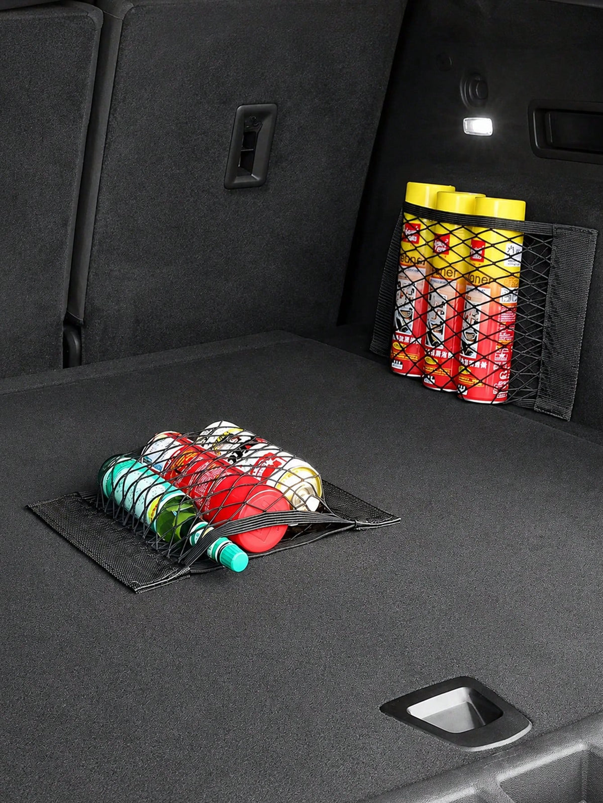 Car Trunk Hook And Loop Storage Net Bag, Elastic Polypropylene Mesh Organizer Bag, Self-Adhesive Car Rear Seat Cargo Net Storage Bag, Universal Car Interior Trunk Storage Organizer Accessories