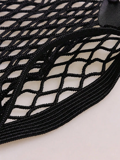 Car Trunk Hook And Loop Storage Net Bag, Elastic Polypropylene Mesh Organizer Bag, Self-Adhesive Car Rear Seat Cargo Net Storage Bag, Universal Car Interior Trunk Storage Organizer Accessories