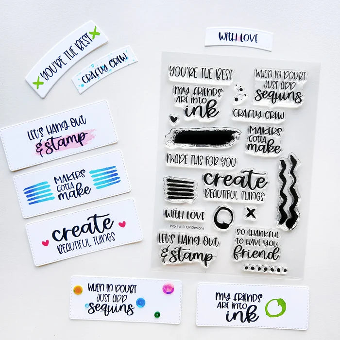 Catherine Pooler - Sentiments Stamp - Into Ink. Available at Embellish Away located in Bowmanville Ontario Canada.