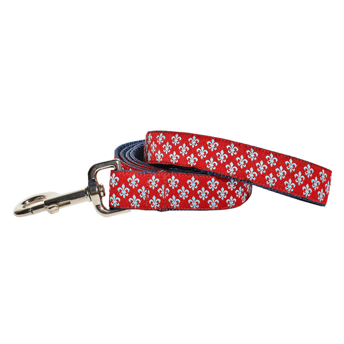 Cayenne Red Mini Fleur de Lis Dog Leash