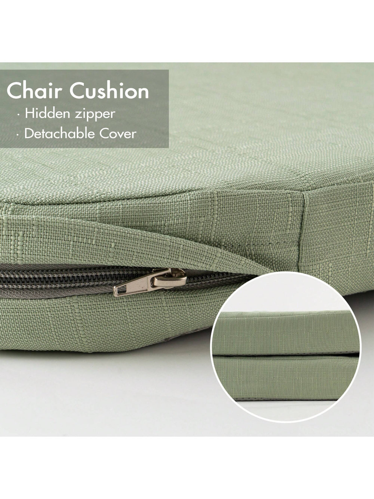 Chair Cushion With Ties For Dining Chairs, Non Slip Kitchen Chair Pad And Dining Seat Cushion With Machine Washable Cover, Sage Green,16"X16"X2"
