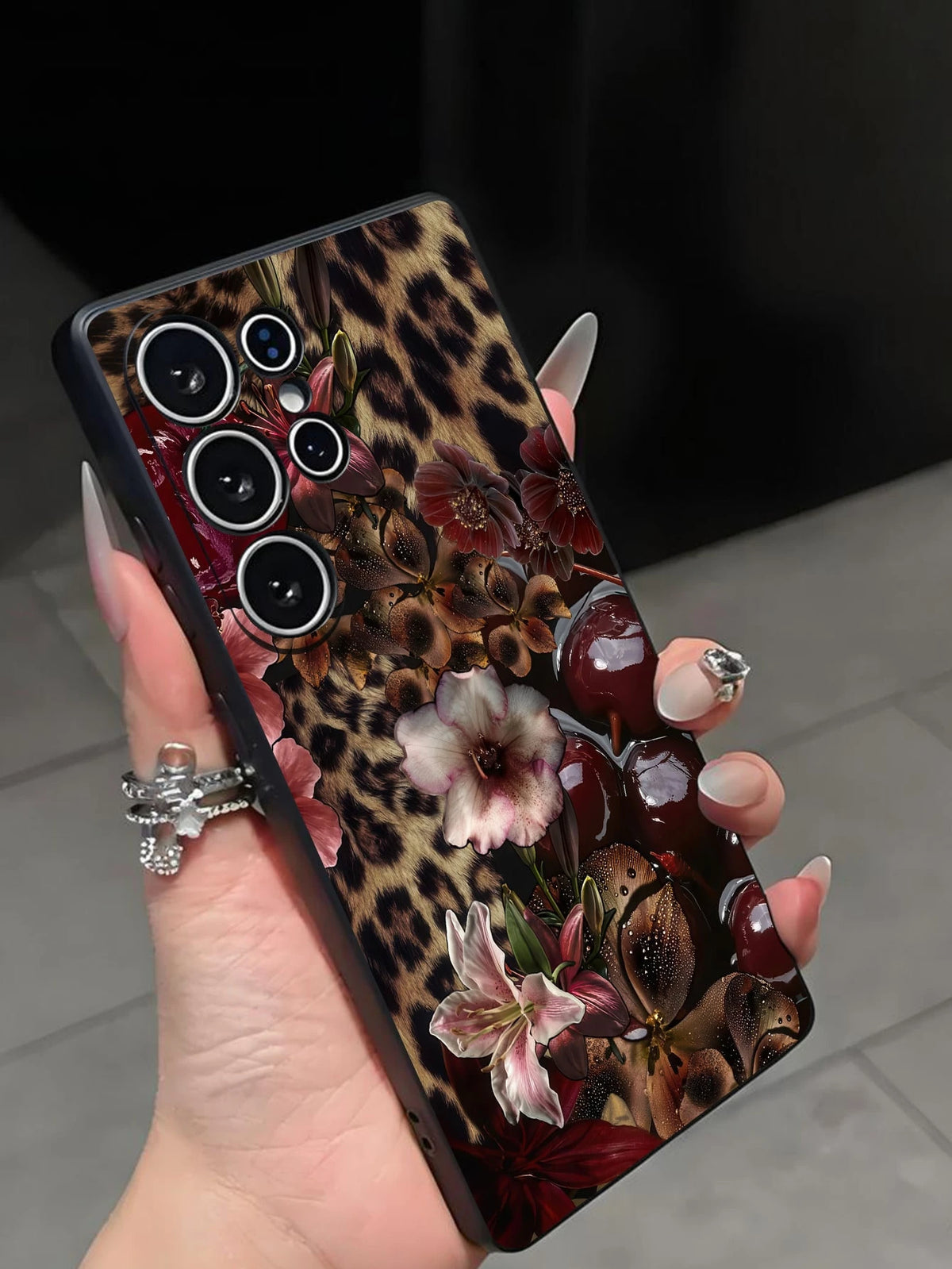 Cheetah,Leopard Print 1pc Leopard Print Floral Pattern Soft TPU Protective Phone Case, Scratch-Resistant And Shock-Proof, Compatible With Huawei Honor, Compatible With Redmi, Compatible With Galaxy A