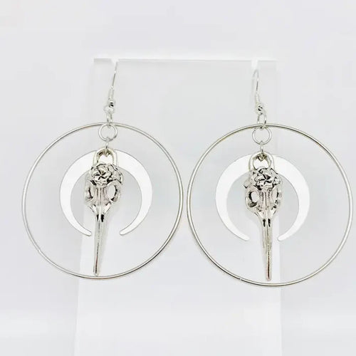 Crow Skull Hoop Earrings