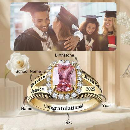 Customized High School College University Birthstone Class Ring