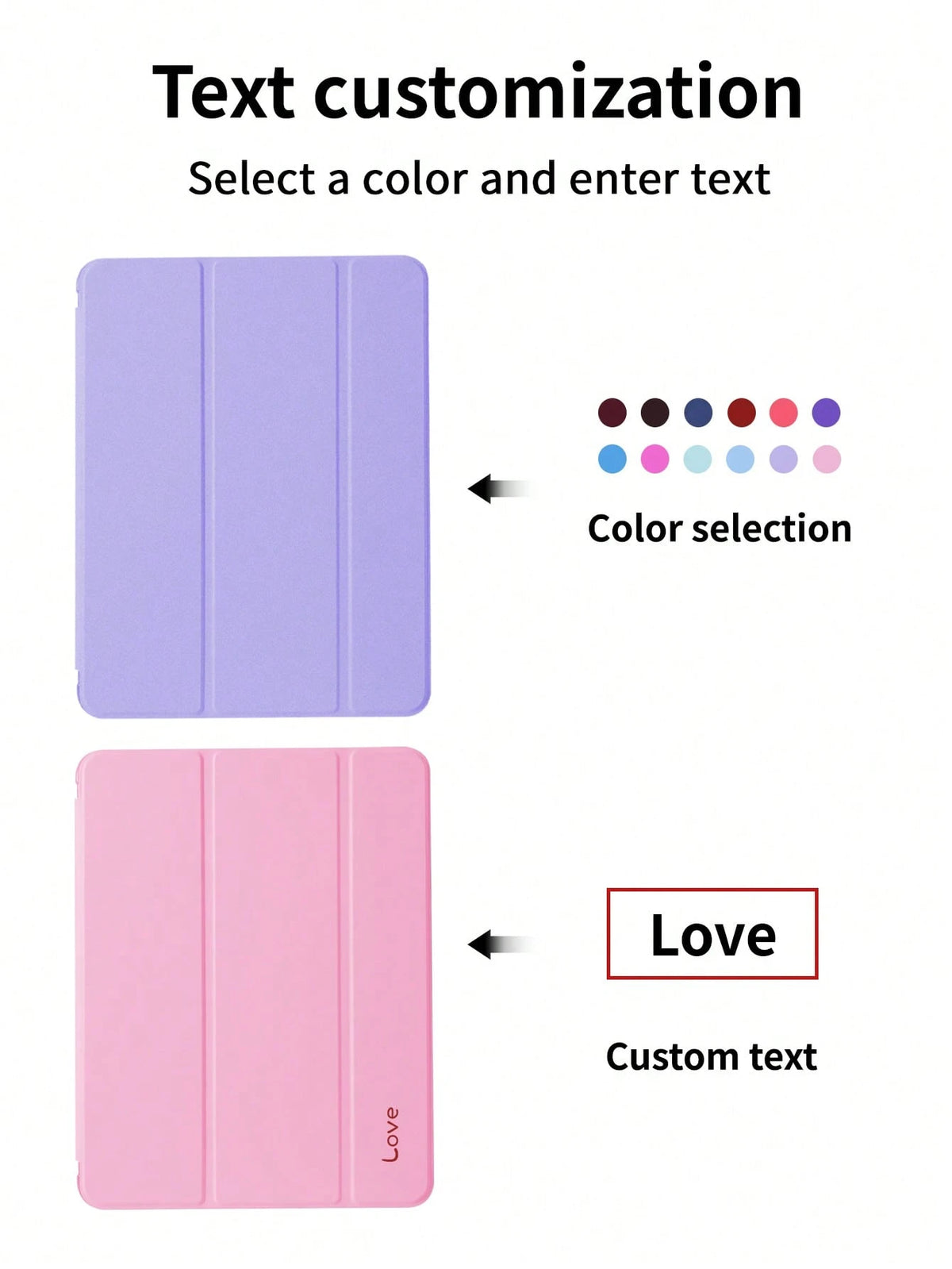 Customized Tablet Case With Pen Slot, Personalized Text Writing TPU Customizable 3-Fold Case, Compatible With Mini 4/5/6/7, Air 1/2/4/5, 9.7, 10.2, 10.5, 10.9, Pro 11-Inch, 10th Gen, Air 11-Inch (M2)