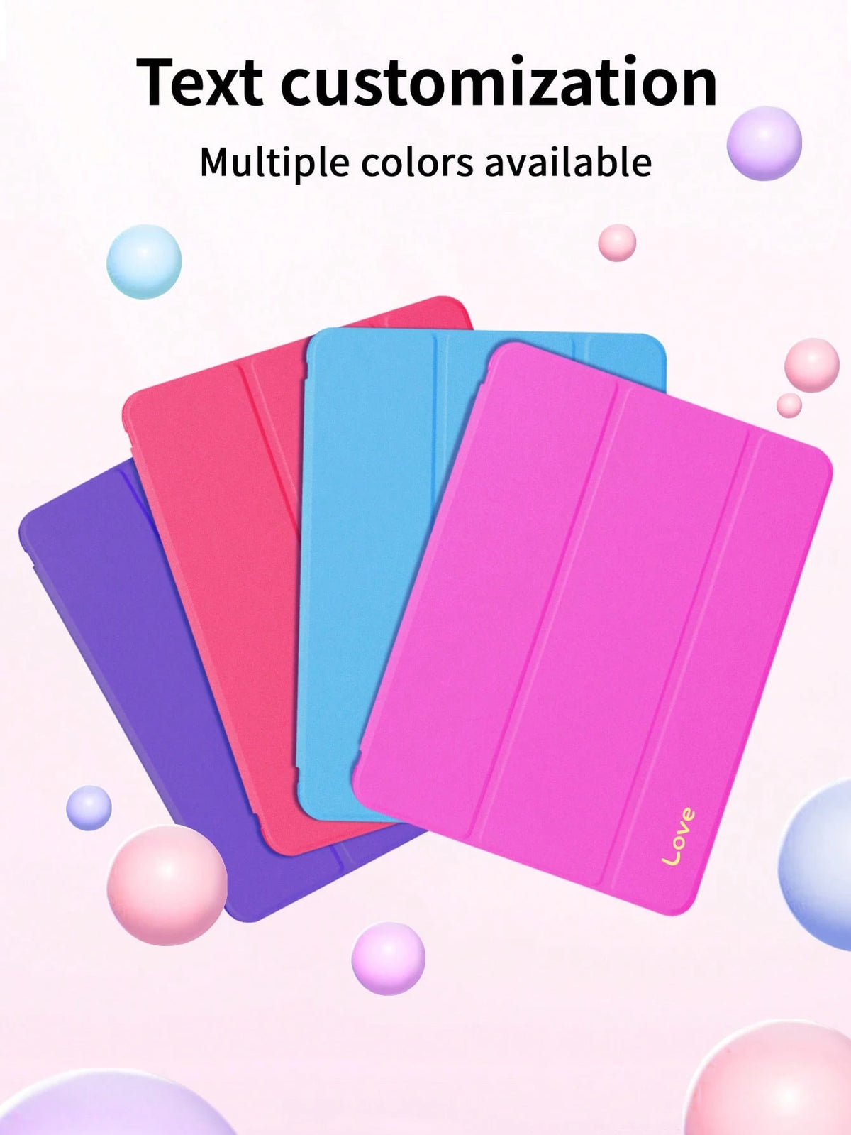 Customized Tablet Case With Pen Slot, Personalized Text Writing TPU Customizable 3-Fold Case, Compatible With Mini 4/5/6/7, Air 1/2/4/5, 9.7, 10.2, 10.5, 10.9, Pro 11-Inch, 10th Gen, Air 11-Inch (M2)