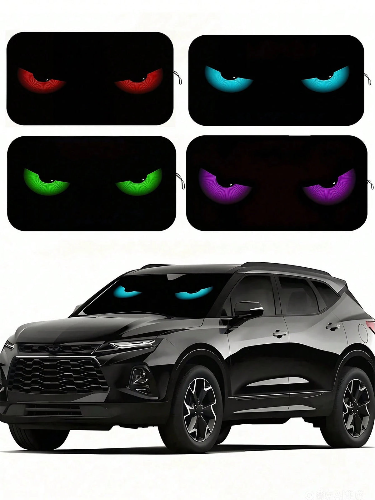 Demon Eye Car Windshield Sunshade, Foldable Sunshade Curtain For Windshield, Used For UV Protection, Cooling, Summer Refreshing, Pink Car Accessory, Cooling Seat, Easy To Fold, Sunshade Board, Front W
