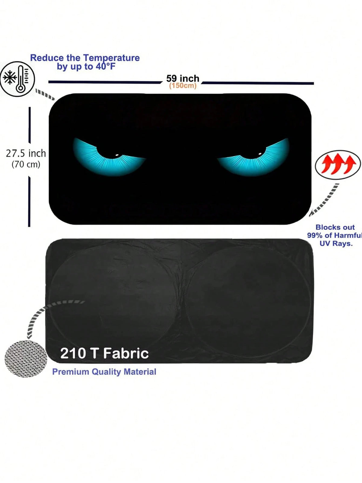Demon Eye Car Windshield Sunshade, Foldable Sunshade Curtain For Windshield, Used For UV Protection, Cooling, Summer Refreshing, Pink Car Accessory, Cooling Seat, Easy To Fold, Sunshade Board, Front W