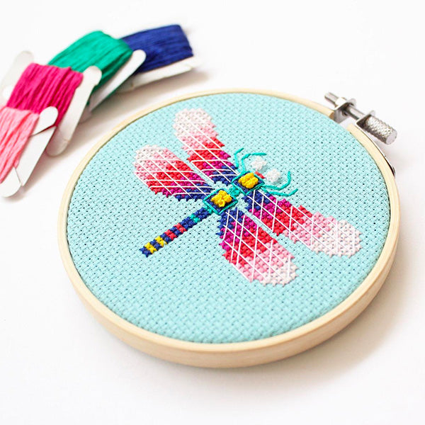 Dragonfly Mini Cross Stitch Kit-Stitched Modern