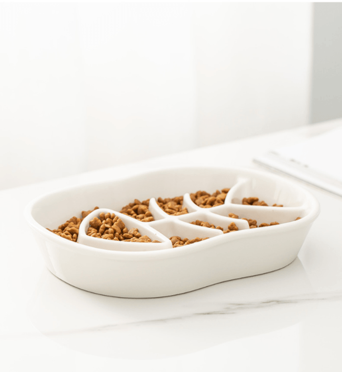 Gadget Gerbil White Fish Bone Shaped Slow Feeder Pet Bowl