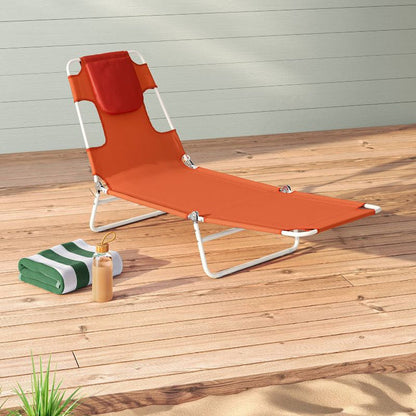 Folding Beach Tanning Chair - Orange - Wichita Home Outlet