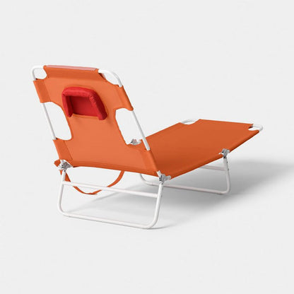 Folding Beach Tanning Chair - Orange - Wichita Home Outlet