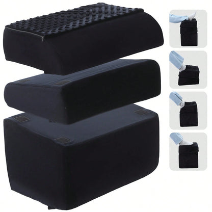 Foot Rest Under Desk, 3 Height Adjustable Ergonomic Foot Stool With Gel Textured Top And Cozy Pocket, Non-Slip Foam Footrest For Office Home Car(17" X 11" X 17",Cambered,Black)
