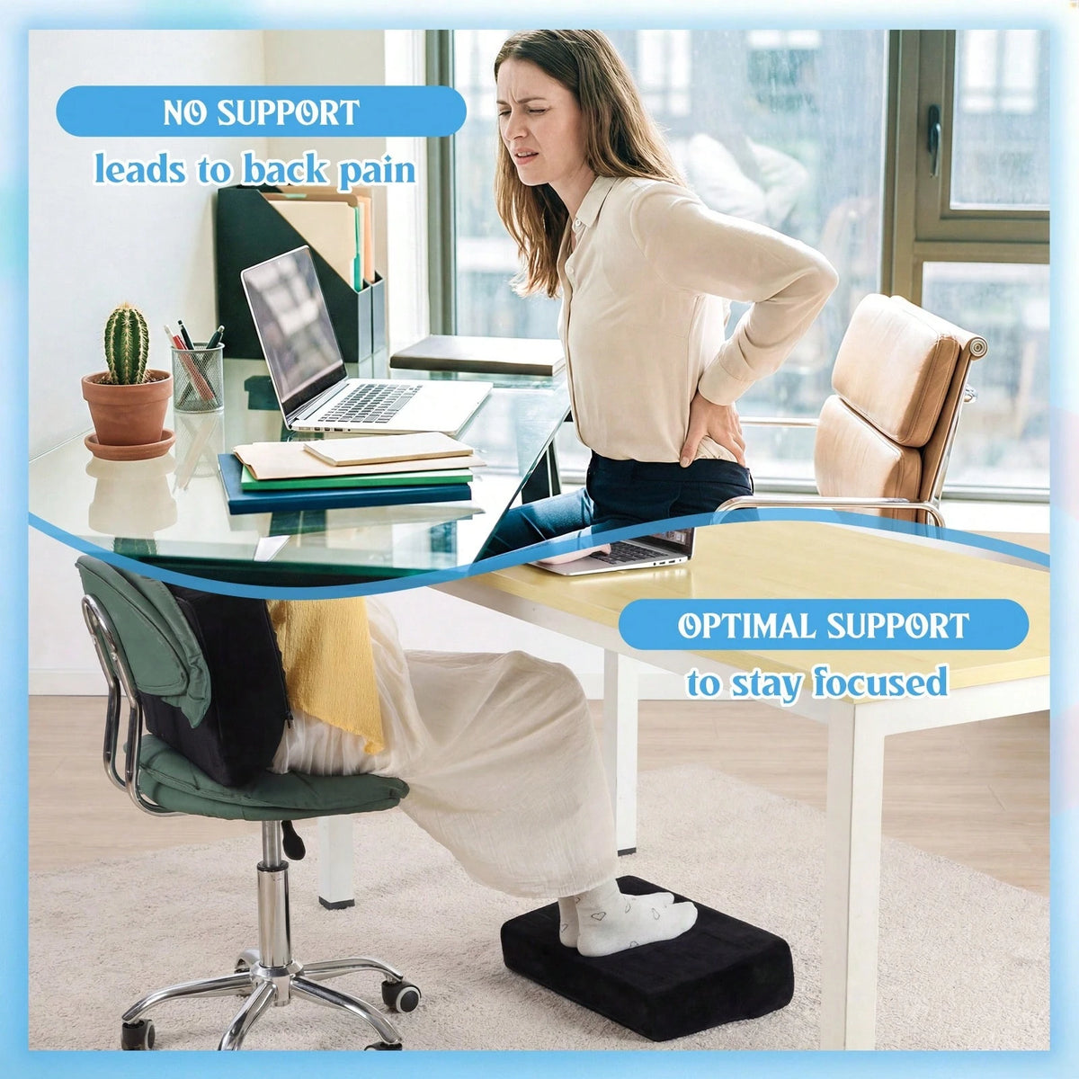 Foot Rest Under Desk, 3 Height Adjustable Ergonomic Foot Stool With Gel Textured Top And Cozy Pocket, Non-Slip Foam Footrest For Office Home Car(17" X 11" X 17",Cambered,Black)
