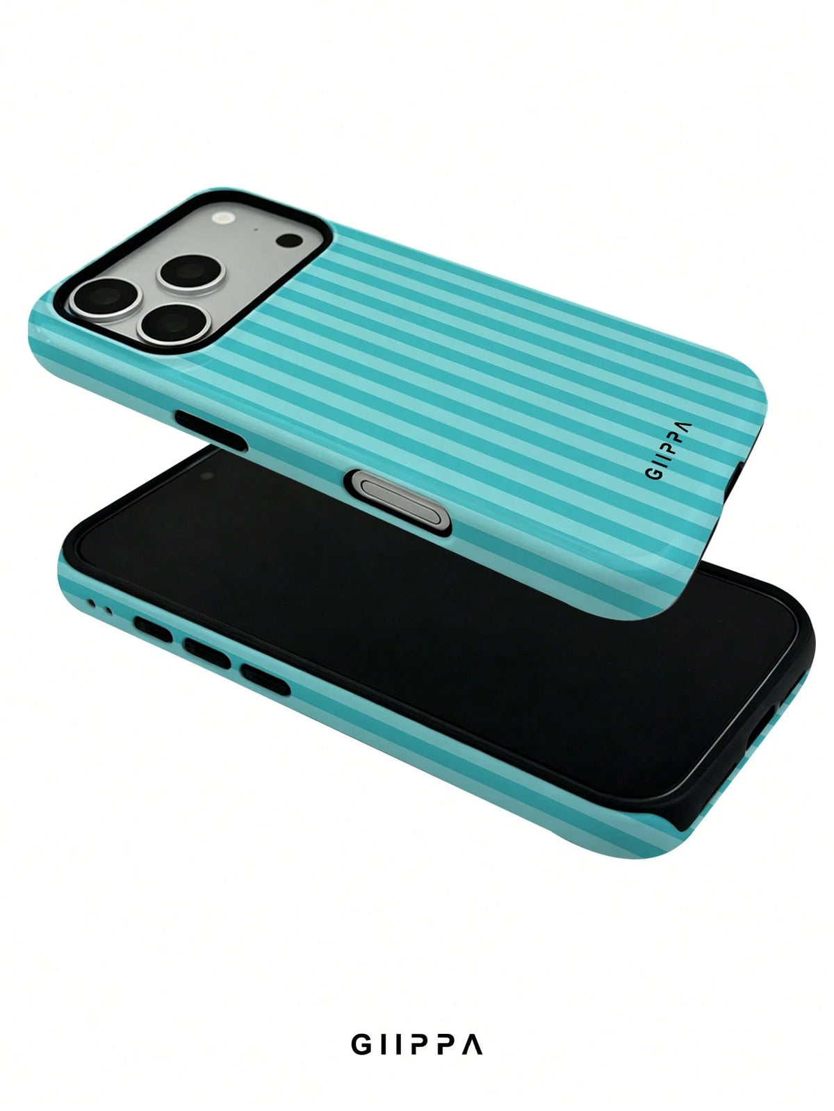 GIIPPA 1pc Mint Blue Vertical Stripe Pattern Design, Phone 17 Pro Max Phone Case, Compatible With Phone 16 Pro Max, 15 Pro Max, 14 Pro Max, Korean Style High-End Fashionable And Interesting Phone Case