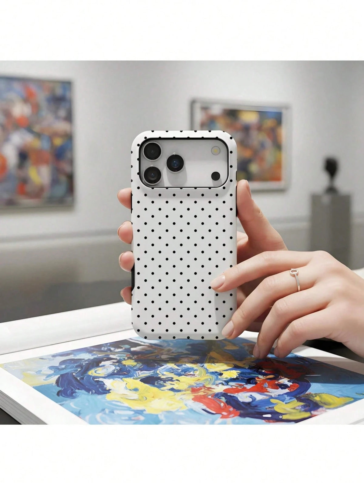 GIIPPA Soft & Cute White Polka Dot Phone Case, Y2K Style, Compatible With 17/16/15/14/13/12/11 Pro Max, Aesthetic