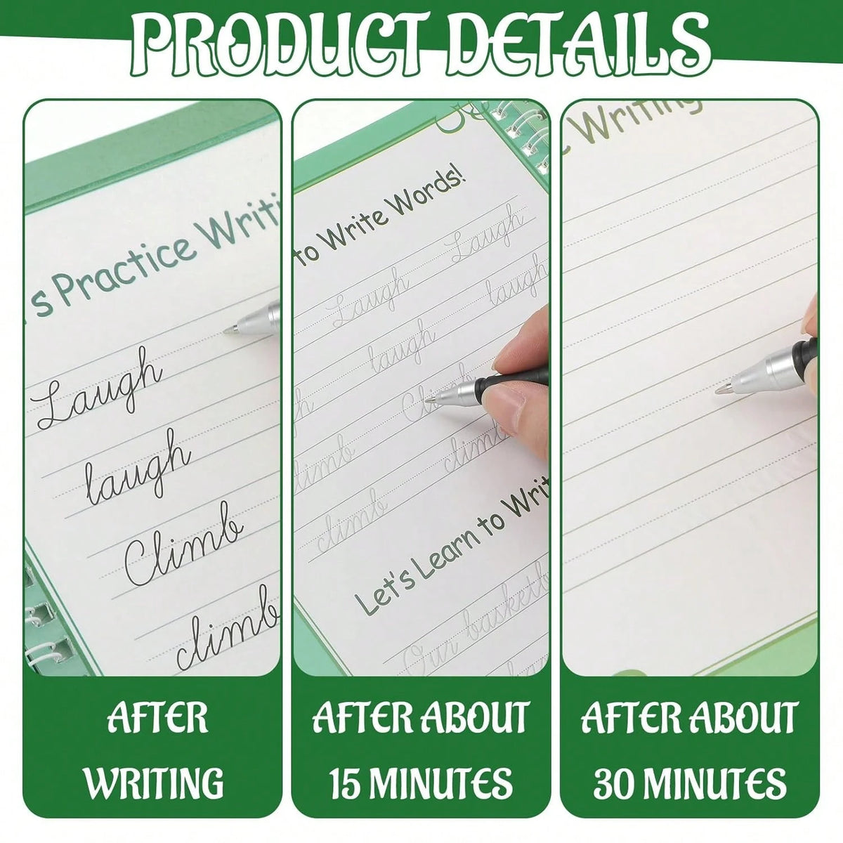Gilprop Grooved Cursive Handwriting Workbook Reusable Handwriting Practice Copybooks With Special Ink Cursive Writing Practice Book For Kids Beginners Learning Activities(Words And Sentences)