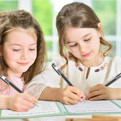 Gilprop Grooved Cursive Handwriting Workbook Reusable Handwriting Practice Copybooks With Special Ink Cursive Writing Practice Book For Kids Beginners Learning Activities(Words And Sentences)