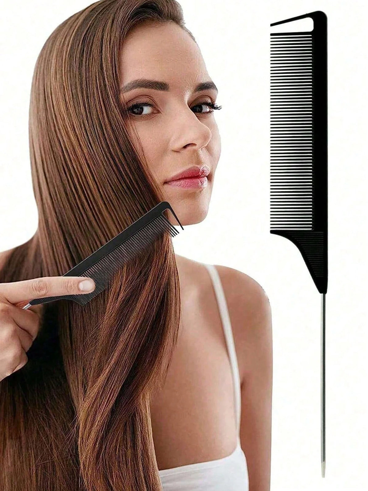 Hair Comb Set, Including Parting Comb, Tail Comb, Steel Needle Tail Carbon Fiber Heat-Resistant Volumizing Comb, Styling Comb, Hair Brush, Comb, Hairdressing Tools, Hair Products And Accessories, Suit