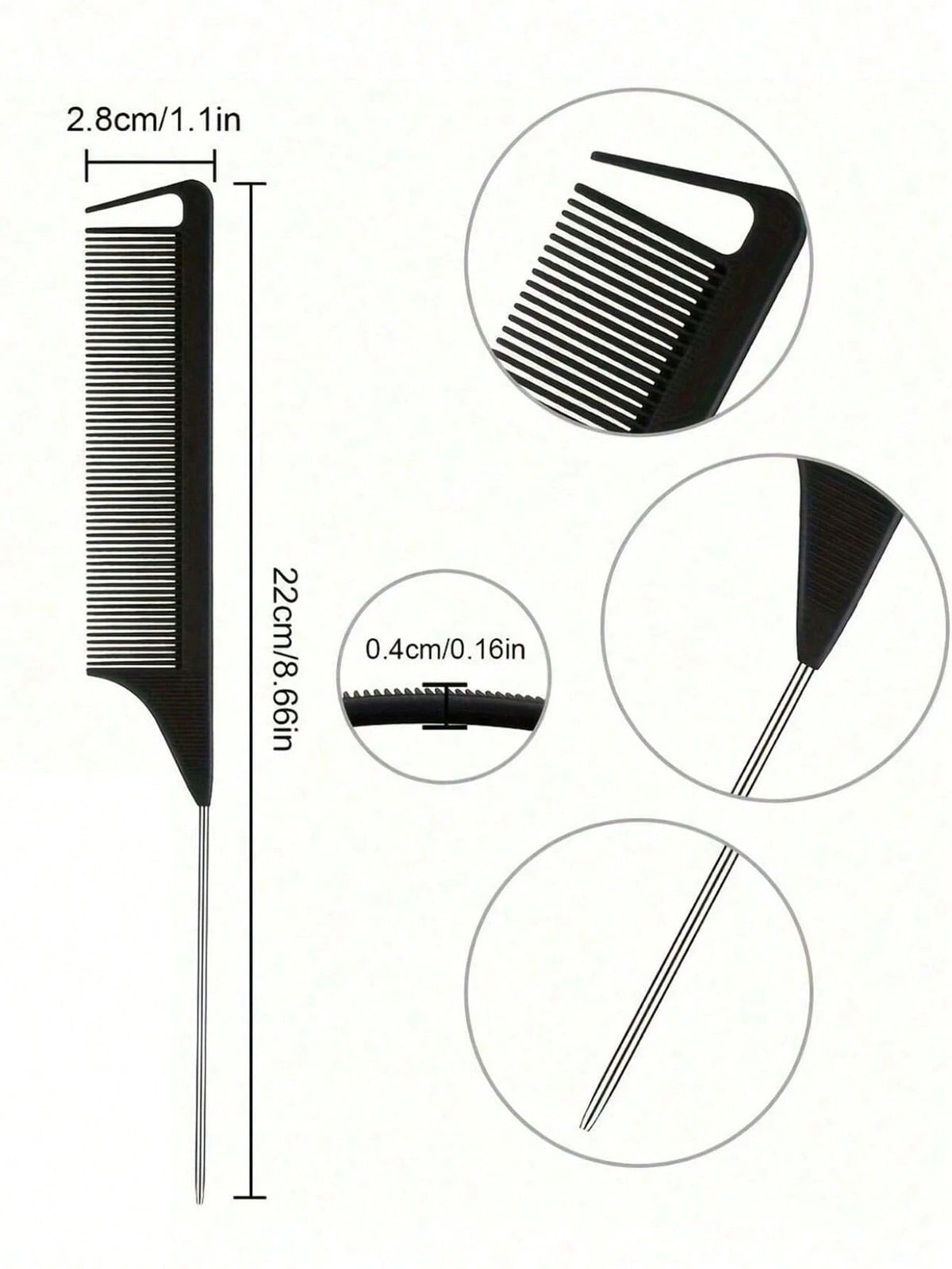 Hair Comb Set, Including Parting Comb, Tail Comb, Steel Needle Tail Carbon Fiber Heat-Resistant Volumizing Comb, Styling Comb, Hair Brush, Comb, Hairdressing Tools, Hair Products And Accessories, Suit