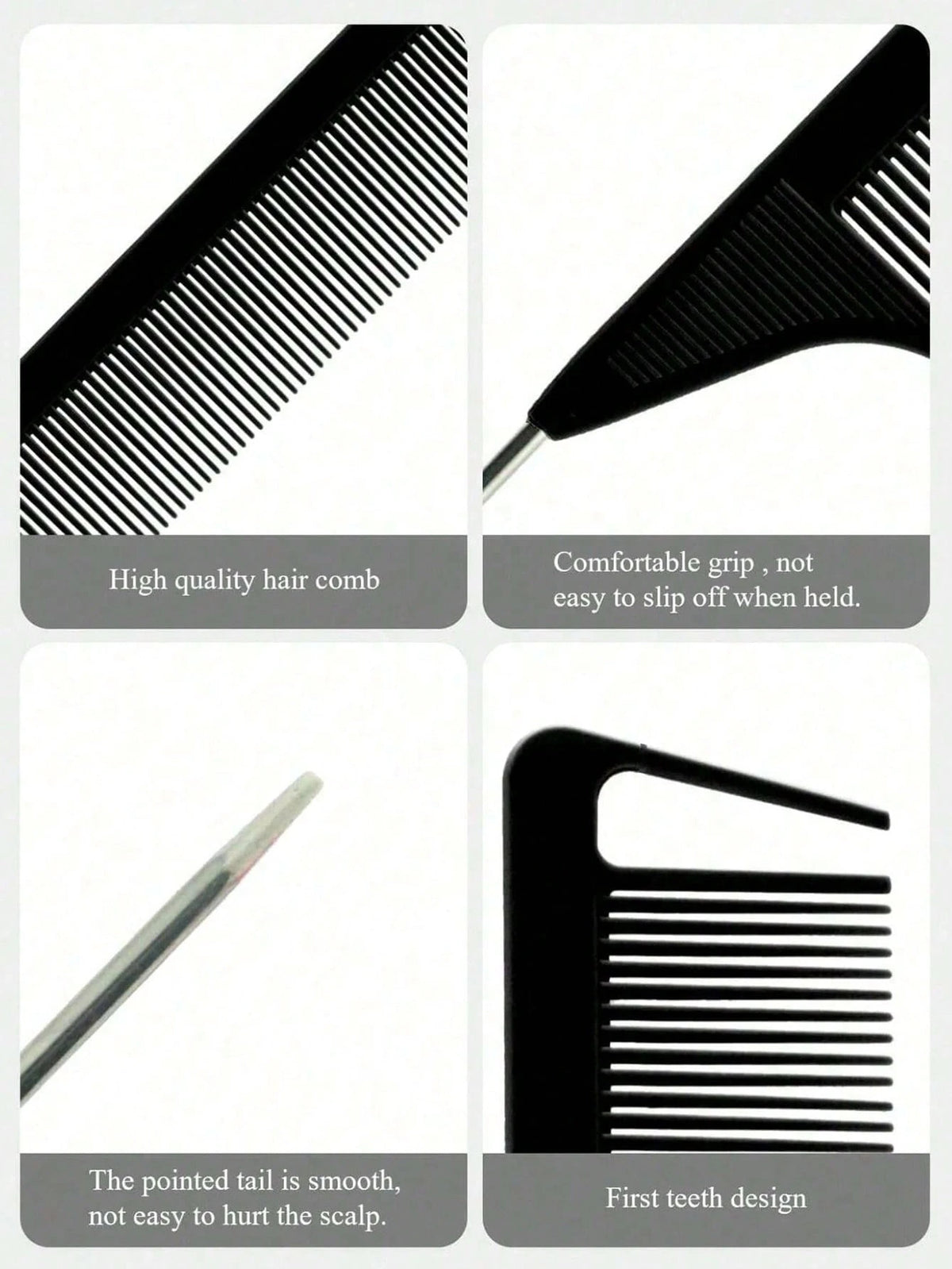 Hair Comb Set, Including Parting Comb, Tail Comb, Steel Needle Tail Carbon Fiber Heat-Resistant Volumizing Comb, Styling Comb, Hair Brush, Comb, Hairdressing Tools, Hair Products And Accessories, Suit
