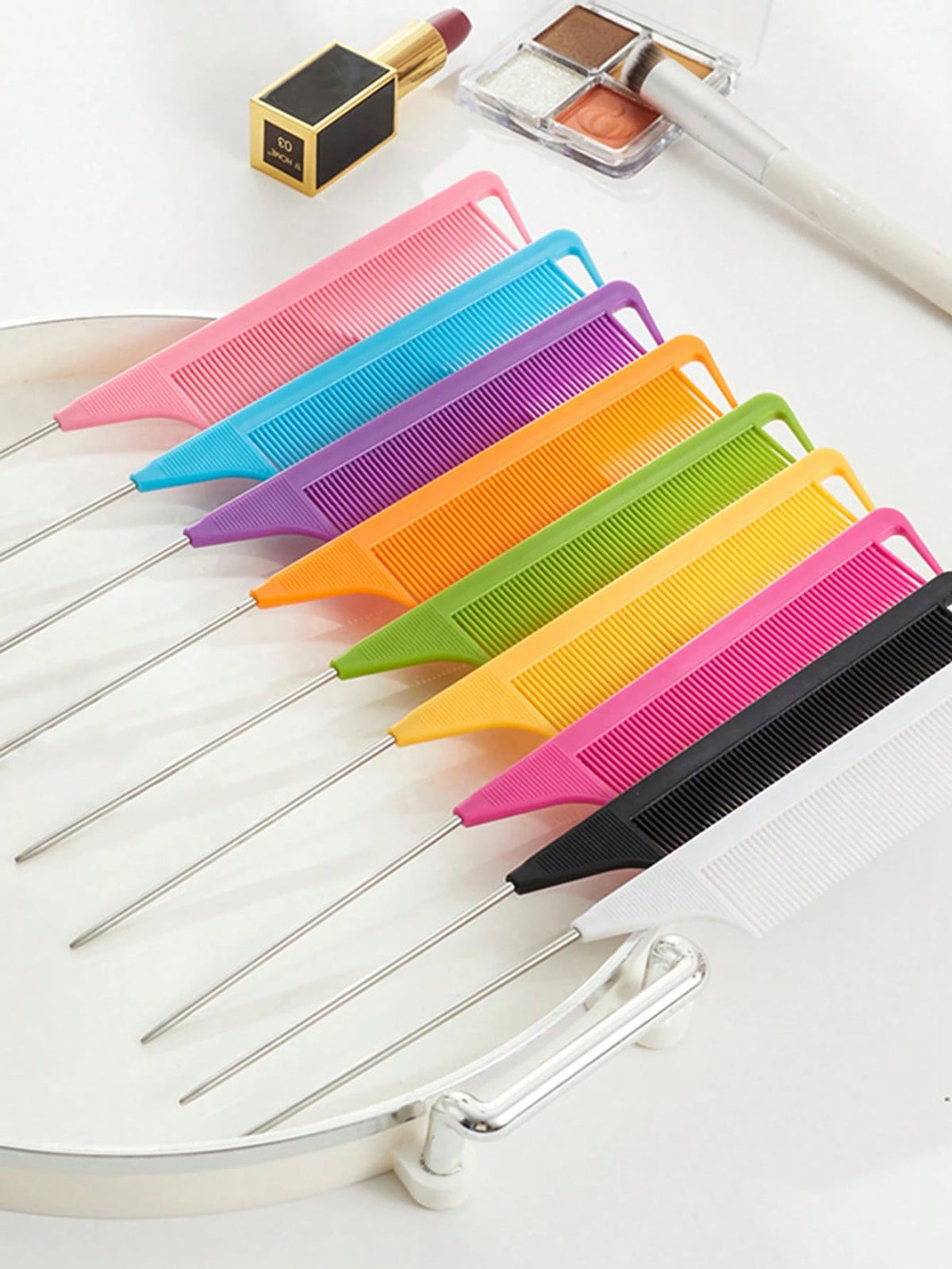 Hair Comb Set, Including Parting Comb, Tail Comb, Steel Needle Tail Carbon Fiber Heat-Resistant Volumizing Comb, Styling Comb, Hair Brush, Comb, Hairdressing Tools, Hair Products And Accessories, Suit