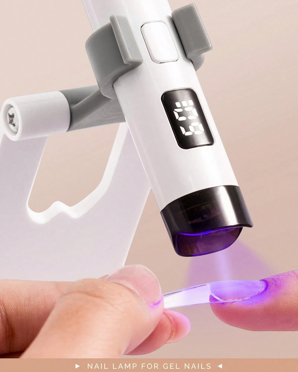 Handheld UV Light For Gel Nails With Stand, Mini Portable Cordless Nail Lamp With LCD Display, Eye-Protective Cover, Flash Curing For Glue White