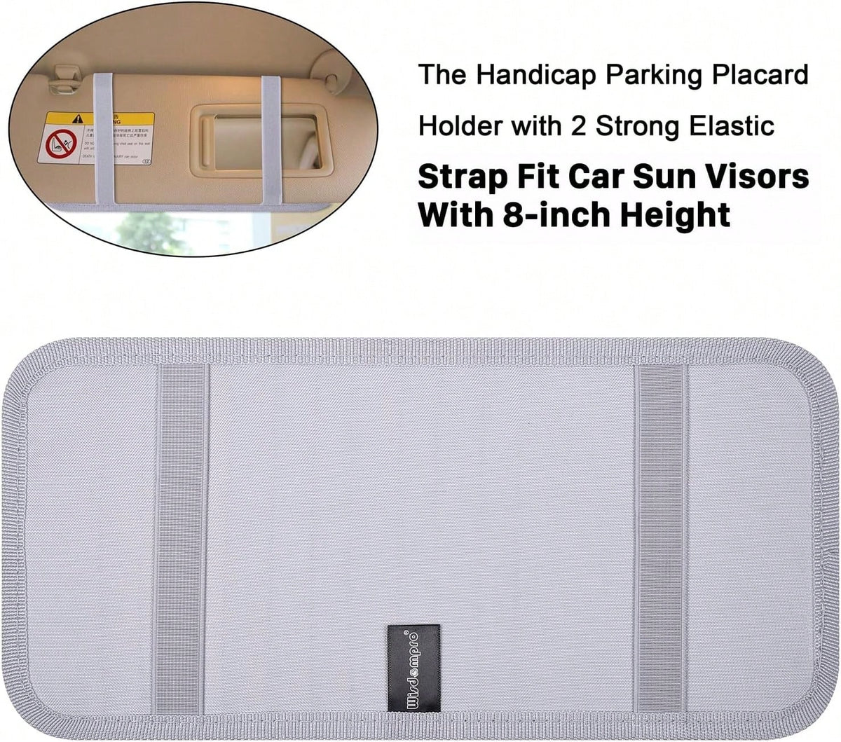 Handicap Placard Holder For Auto, Wisdompro Disabled Parking Permit Sign Protector For Car Sun Visor With Note Paper Slot, Pen Holder And Elastic