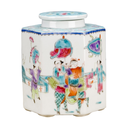 hand-painted porcelain jar, decorative porcelain jar, traditional figure designs, storage decorative jar, unique decorative pieces, cultural home decor, artisan porcelain jar, historical home accents