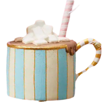 Glitterville Hot Chocolate Ornament Blue