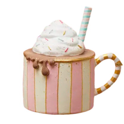 Glitterville Hot Chocolate Ornament Light Pink
