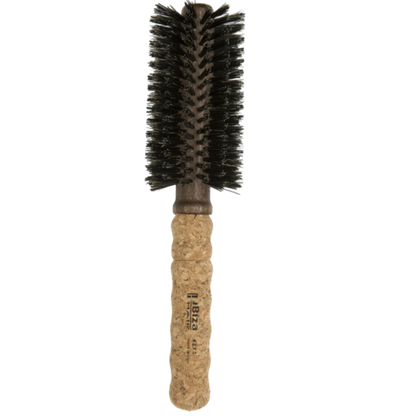 Ibiza EX3 Round Brush, natural boar bristle brush, eco-friendly hairbrush, round styling brush, sustainable blowout brush, boar bristle round brush, ergonomic cork handle, shine-enhancing brush, professional hair tools, Ibiza hairbrush